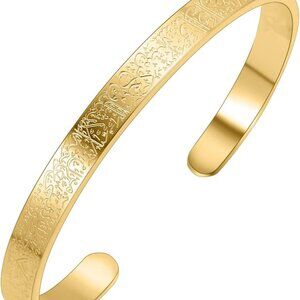 Islamic Jewelry Bracelets Stainless Steel Gold Cuff Adjustable Gift for Women Me